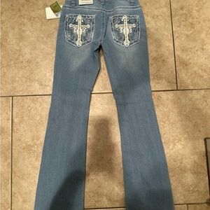 Women's Blue Jeans with Embellished Pockets